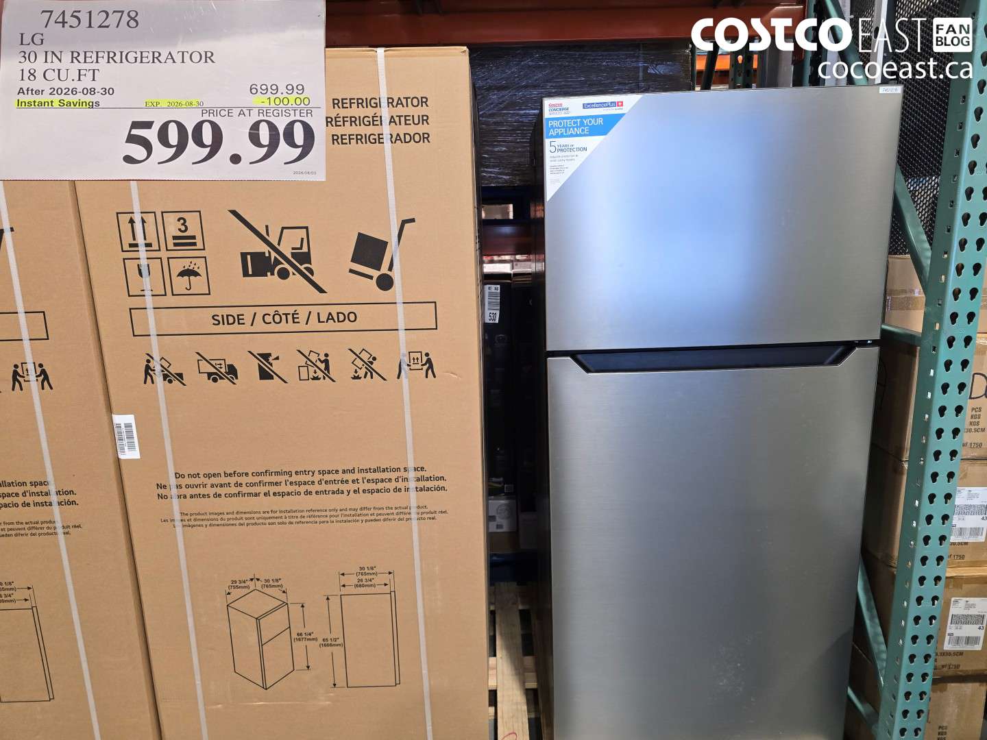 7451278 LG 30 IN REFRIGERATOR 18 CU.FT ($100.00 INSTANT SAVINGS EXPIRES ON 2026-08-30) $599.99