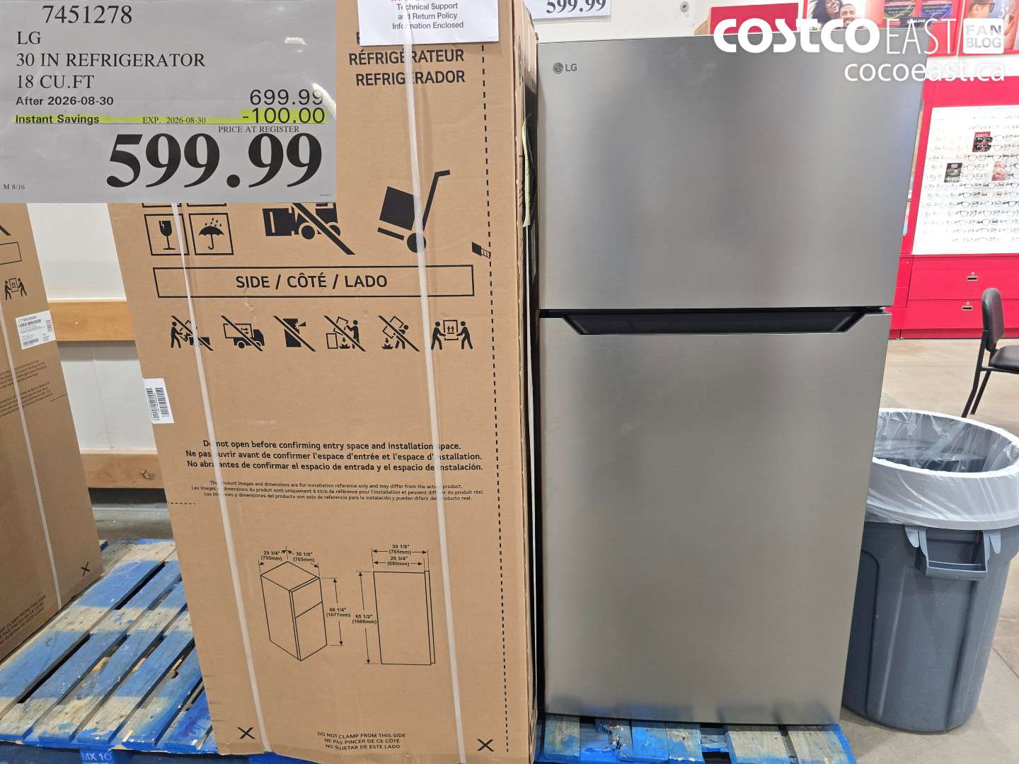 7451278 LG 30 IN REFRIGERATOR 18 CU.FT ($100.00 INSTANT SAVINGS EXPIRES ON 2026-08-30) $599.99
