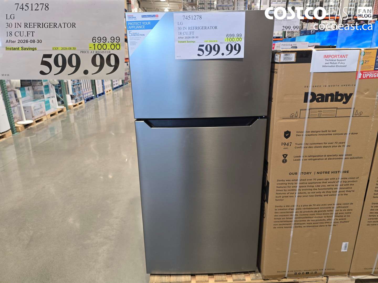 7451278 LG 30 IN REFRIGERATOR 18 CU.FT ($100.00 INSTANT SAVINGS EXPIRES ON 2026-08-30) $599.99