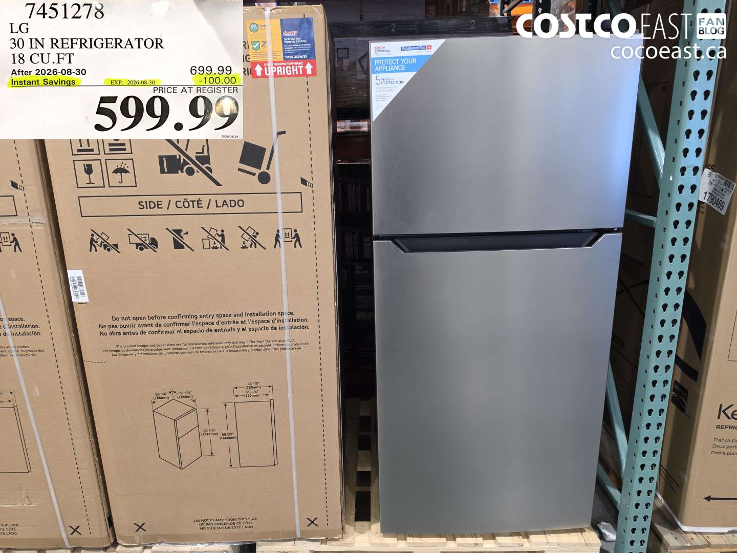 7451278 LG 30 IN REFRIGERATOR 18 CU.FT ($100.00 INSTANT SAVINGS EXPIRES ON 2026-08-30) $599.99
