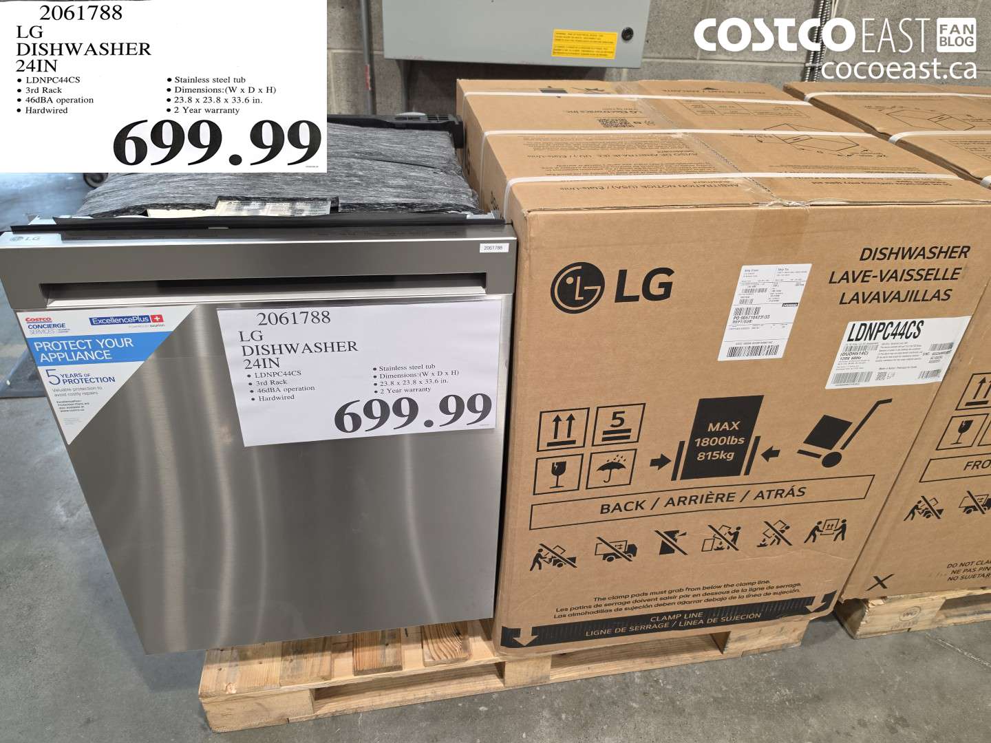 2061788 LG DISHWASHER 24IN $699.99