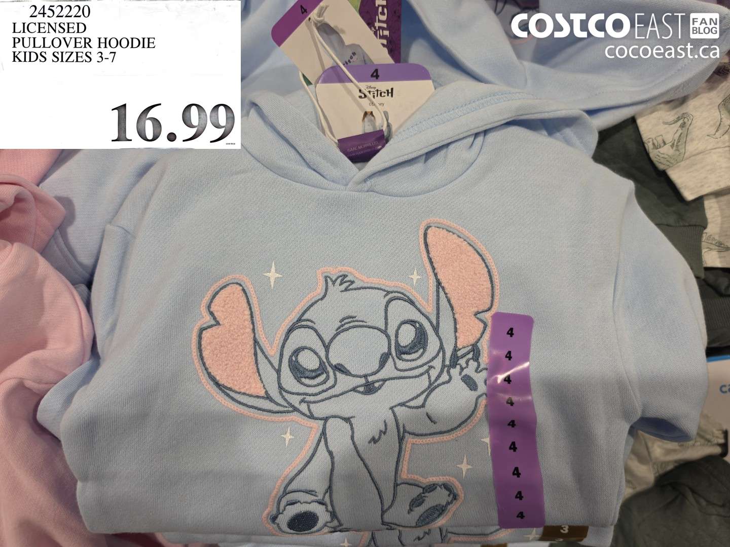 2452220 LICENSED PULLOVER HOODIE KIDS SIZES 3-7 $16.99