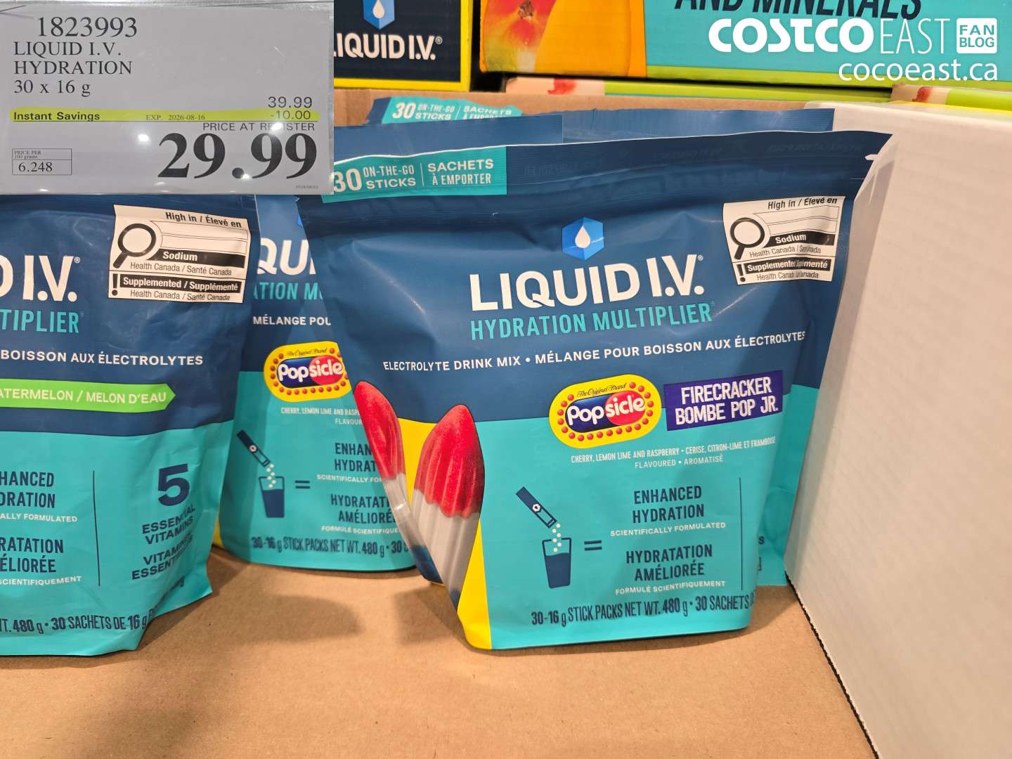1823993 LIQUID I.V. HYDRATION 30 X 16 G ($10.00 INSTANT SAVINGS EXPIRES ON 2026-08-16) $29.99