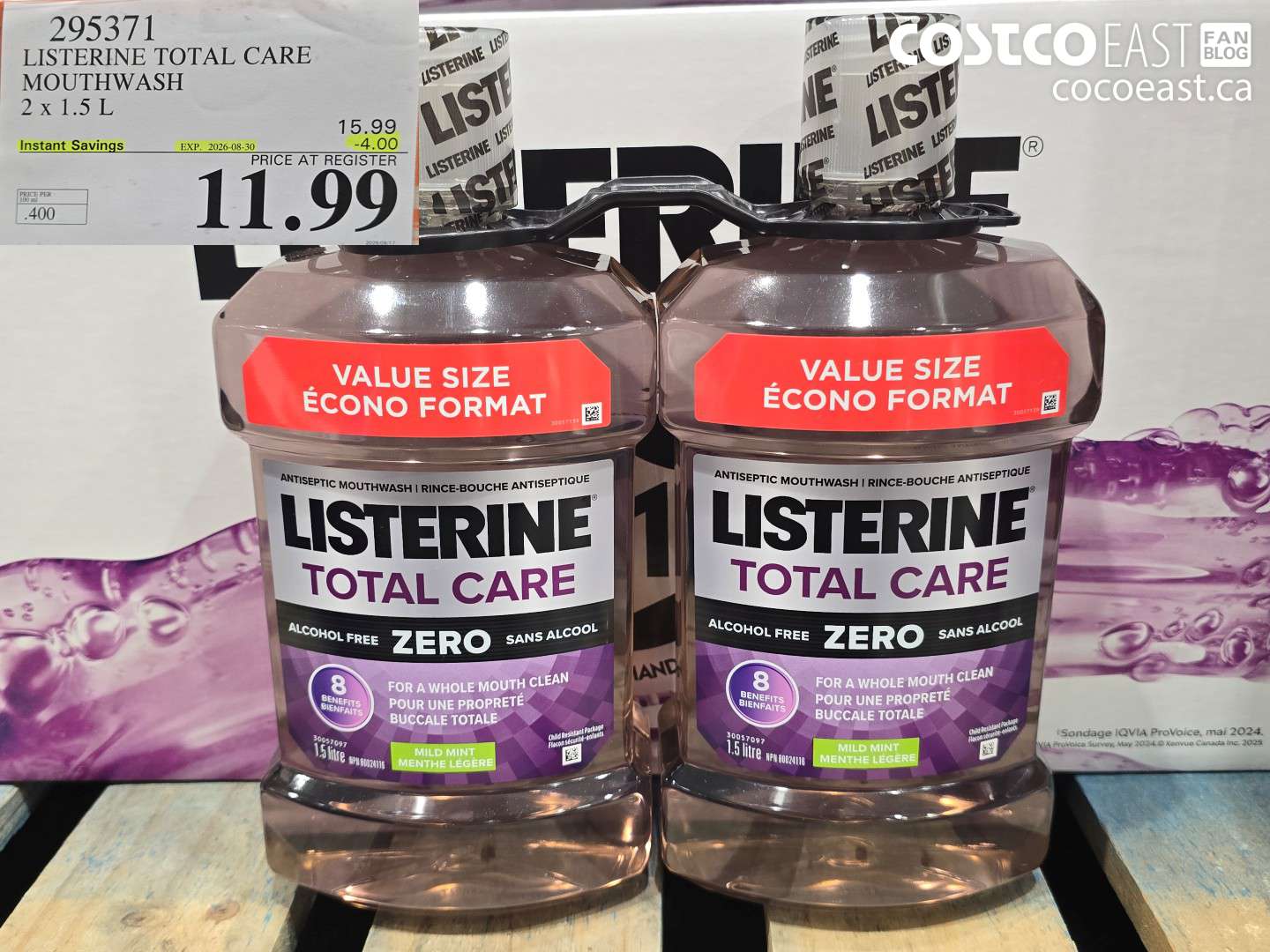 295371 LISTERINE TOTAL CARE MOUTHWASH 2 X 1.5 L ($4.00 INSTANT SAVINGS EXPIRES ON 2026-08-30) $11.99