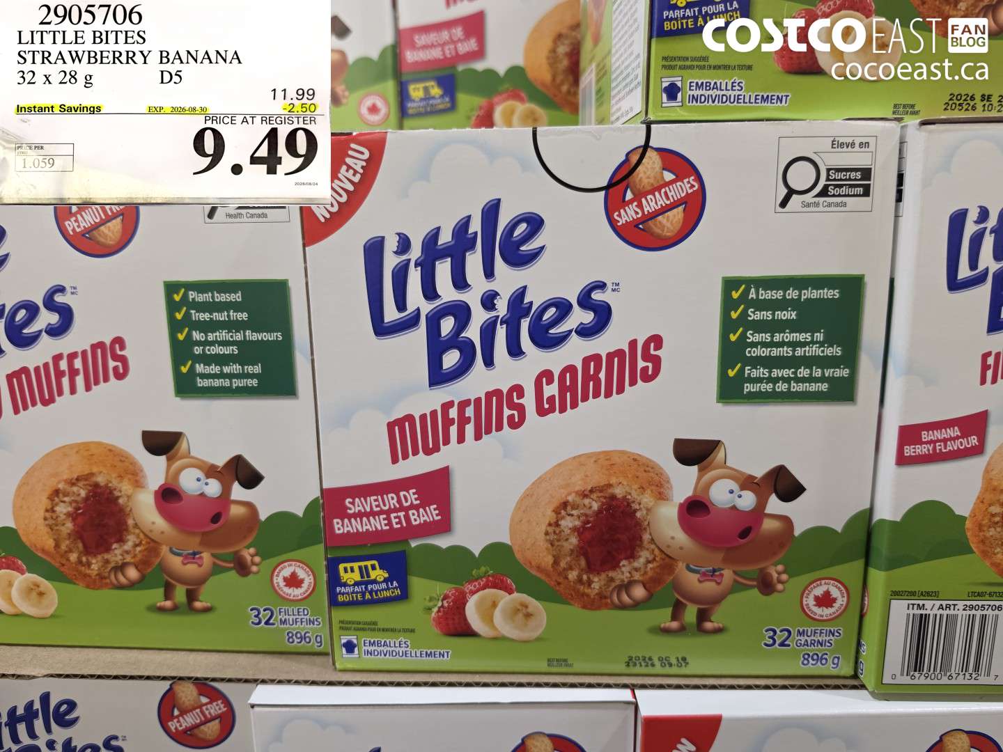 2905706 LITTLE BITES STRAWBERRY BANANA 32 X 28 G ($2.50 INSTANT SAVINGS EXPIRES ON 2026-08-30) $9.49