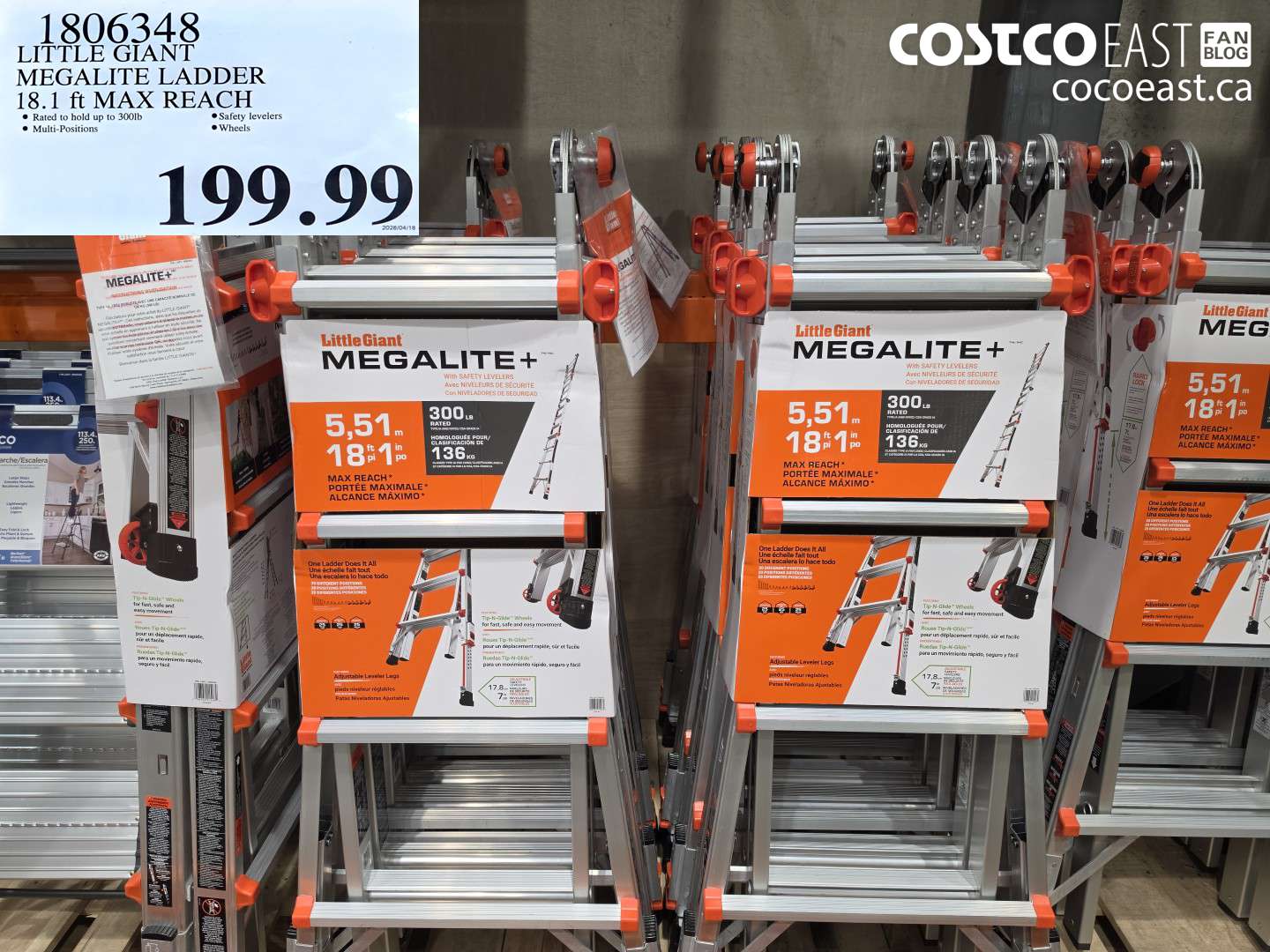 1806348 LITTLE GIANT MEGALITE LADDER 18.1 FT MAX REACH $199.99