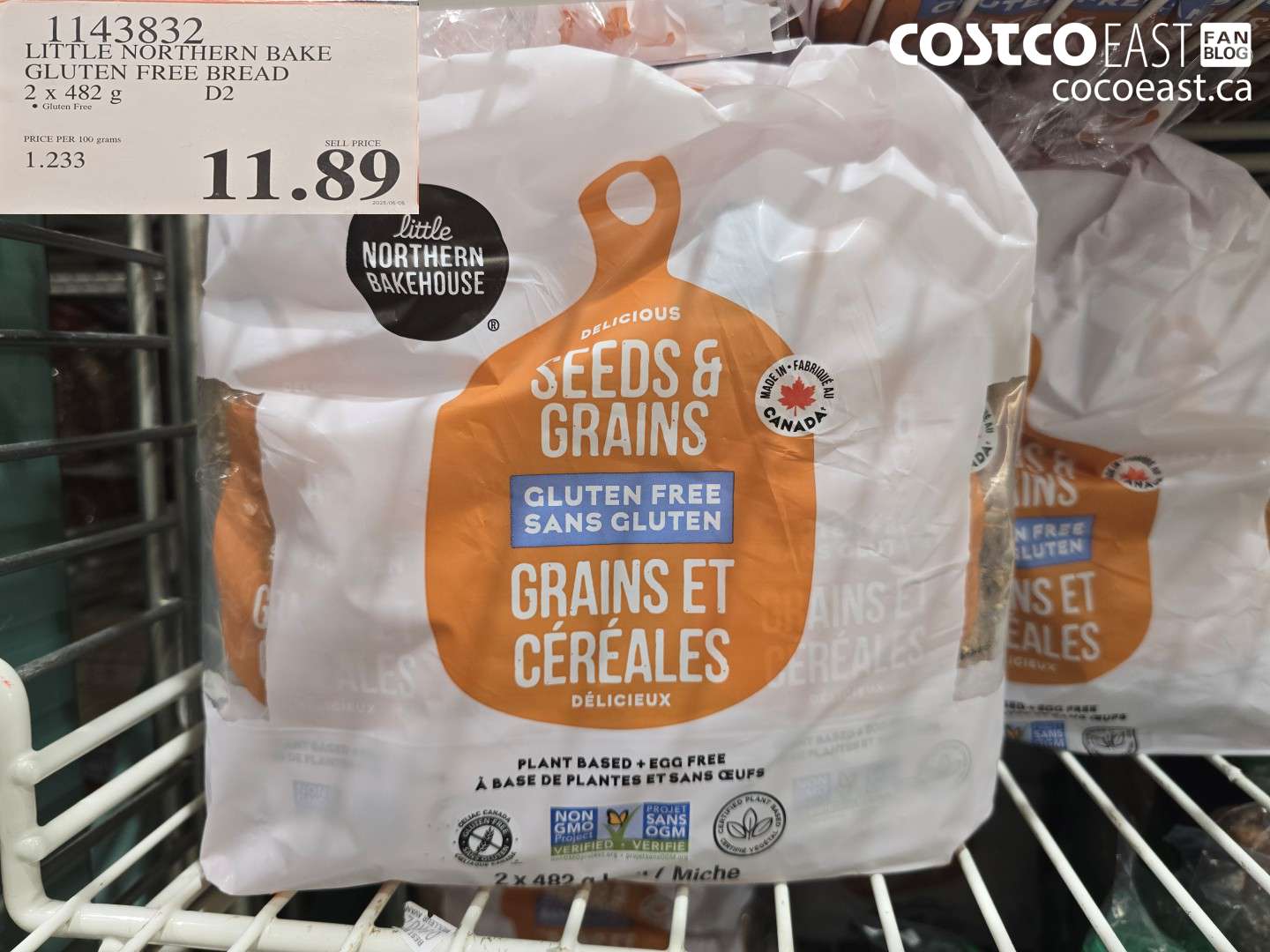 1143832 LITTLE NORTHERN BAKE GLUTEN FREE BREAD 2 X 482 G $11.89