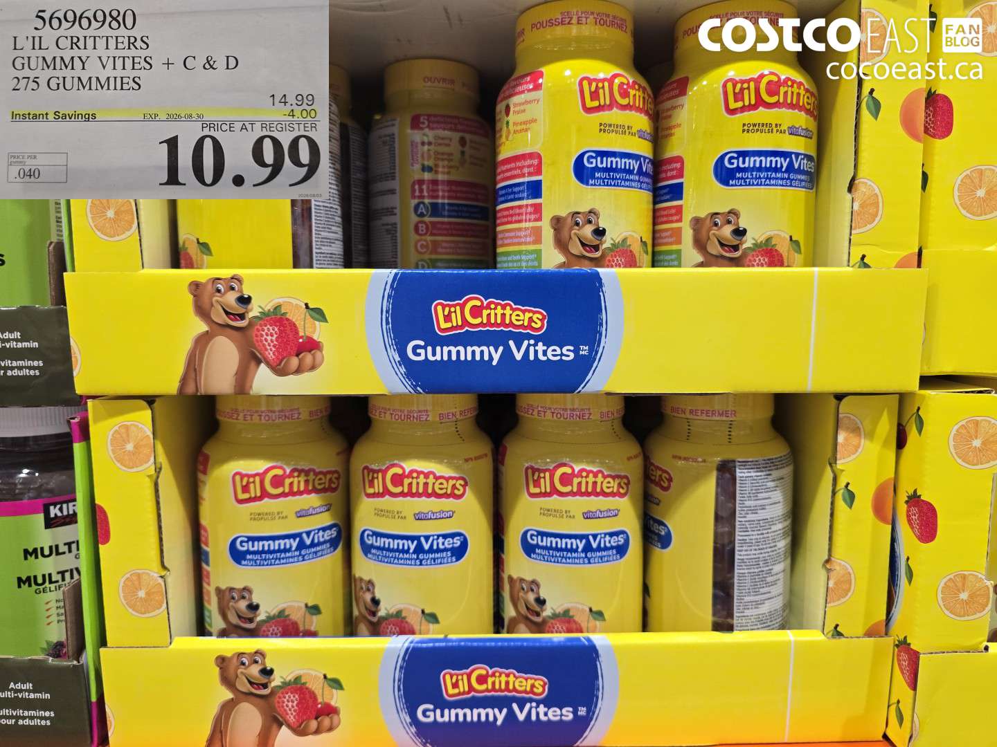 5696980 L'L CRITTERS GUMMY VITES + C & D 275 GUMMIES ($4.00 INSTANT SAVINGS EXPIRES ON 2026-08-30) $10.99