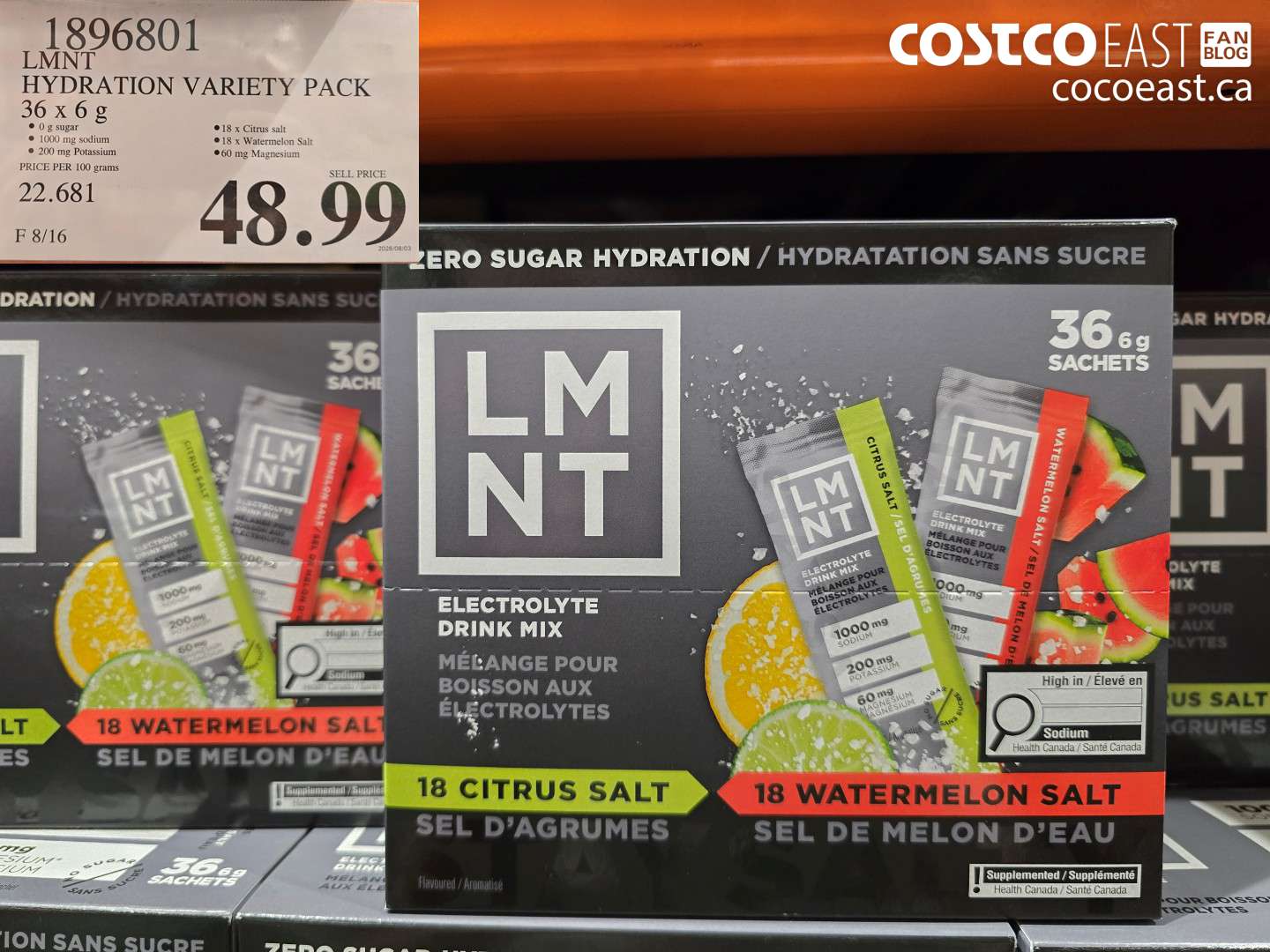 1896801 LMNT HYDRATION VARIETY PACK 36 X 6 G $48.99