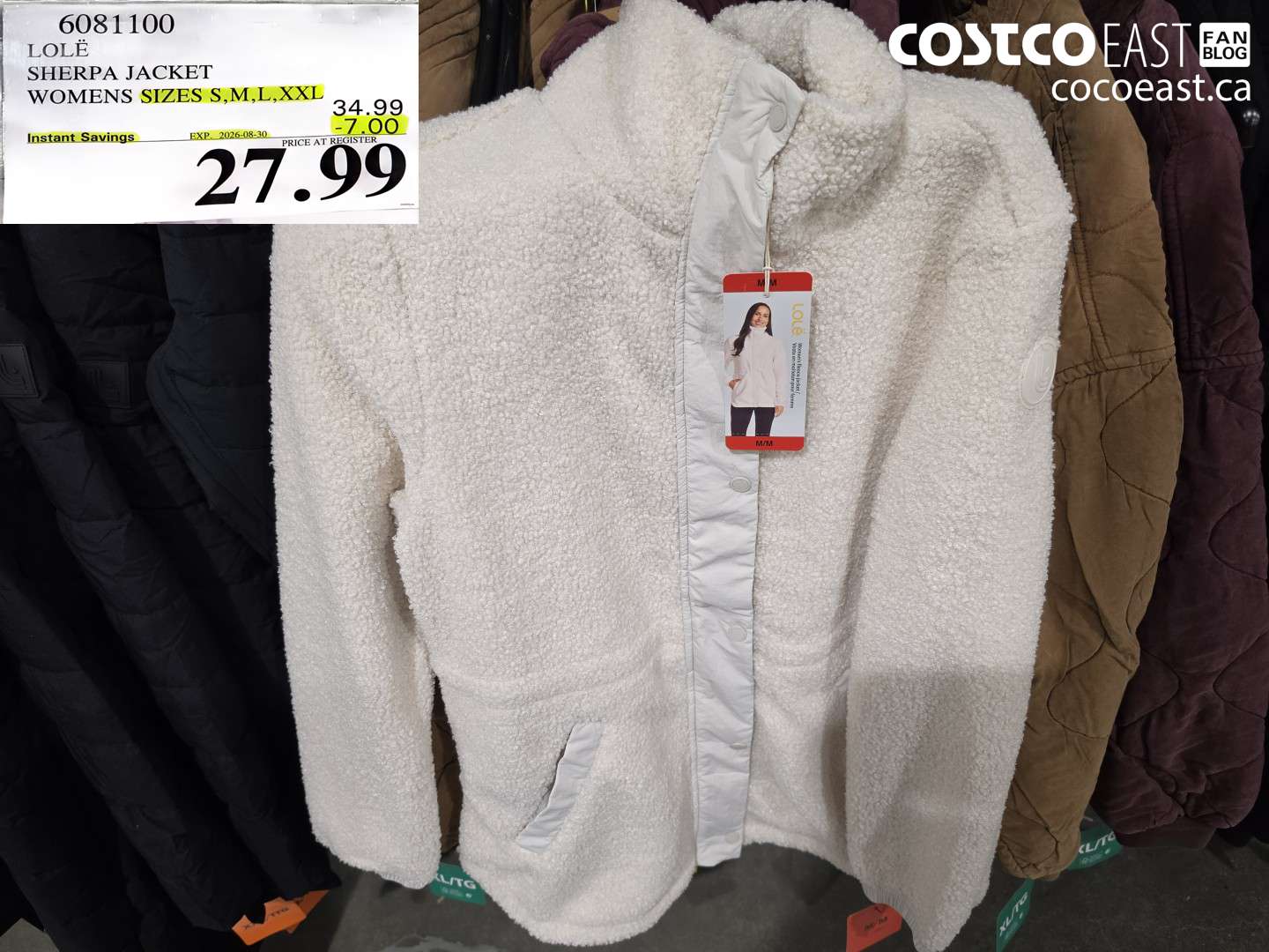 6081100 LOLË SHERPA JACKET WOMENS SIZES S,M,L,XXL ($7.00 INSTANT SAVINGS EXPIRES ON 2026-08-30) $27.99