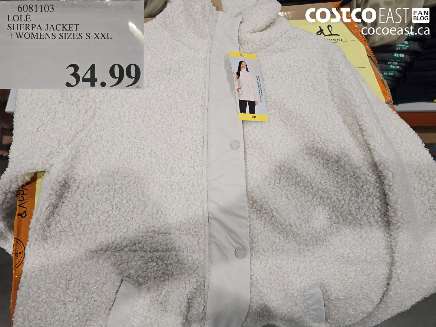 6081103 LOLË SHERPA JACKET + WOMENS SIZES S-XXL $34.99