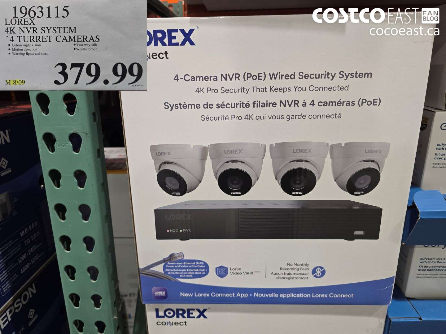 1963115 LOREX 4K NVR SYSTEM 4 TURRET CAMERAS $379.99