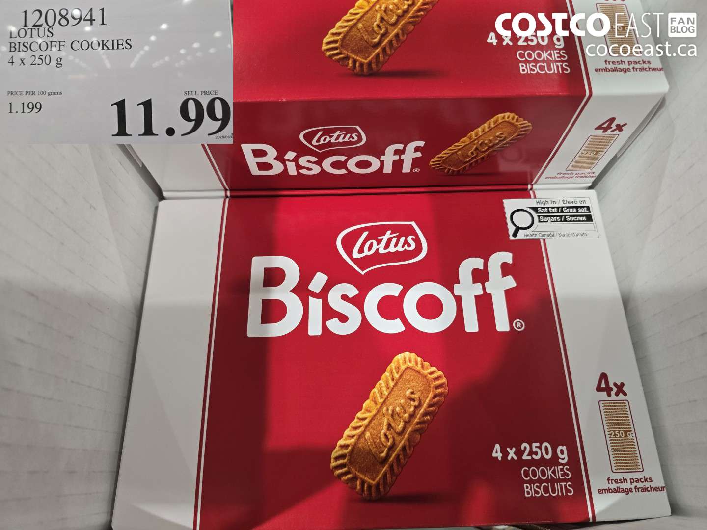 1208941 LOTUS BISCOFF COOKIES 4 X 250 G $11.99