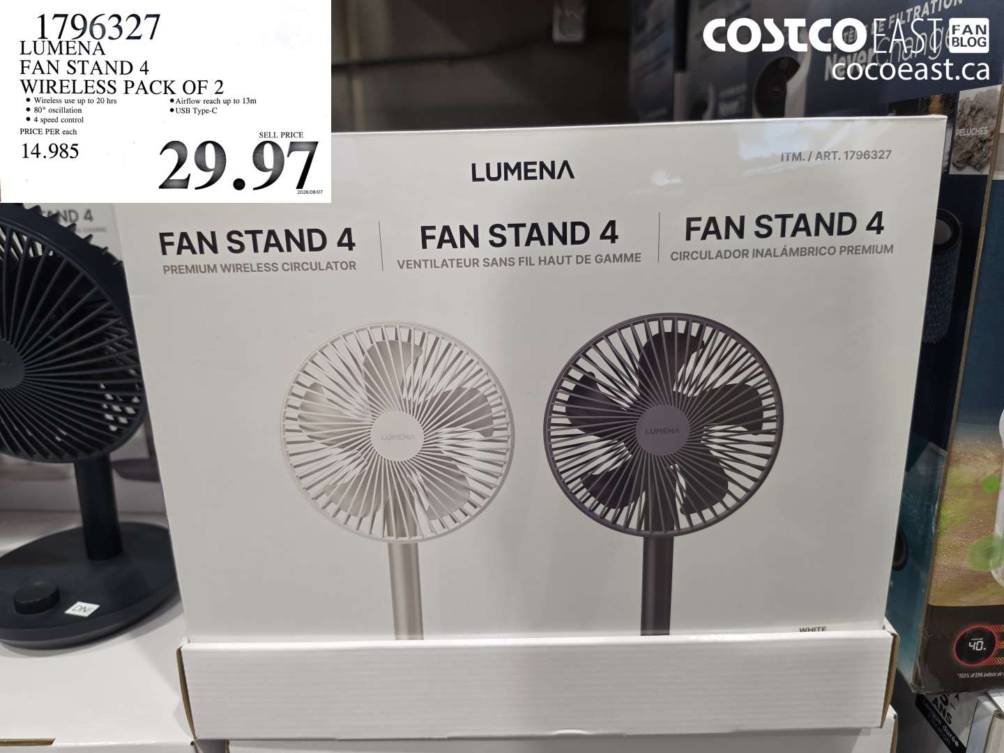 1796327 LUMENA FAN STAND 4 WIRELESS PACK OF 2 $29.97