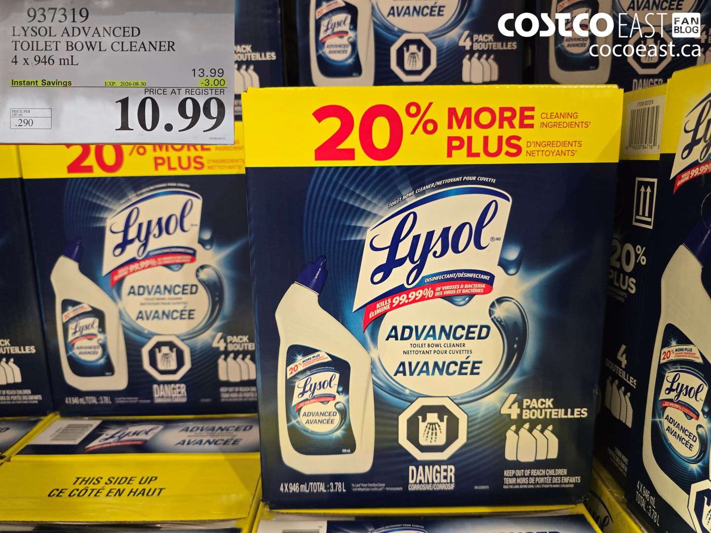 937319 LYSOL ADVANCED TOILET BOWL CLEANER 4 X 946 ML ($3.00 INSTANT SAVINGS EXPIRES ON 2026-08-30) $10.99