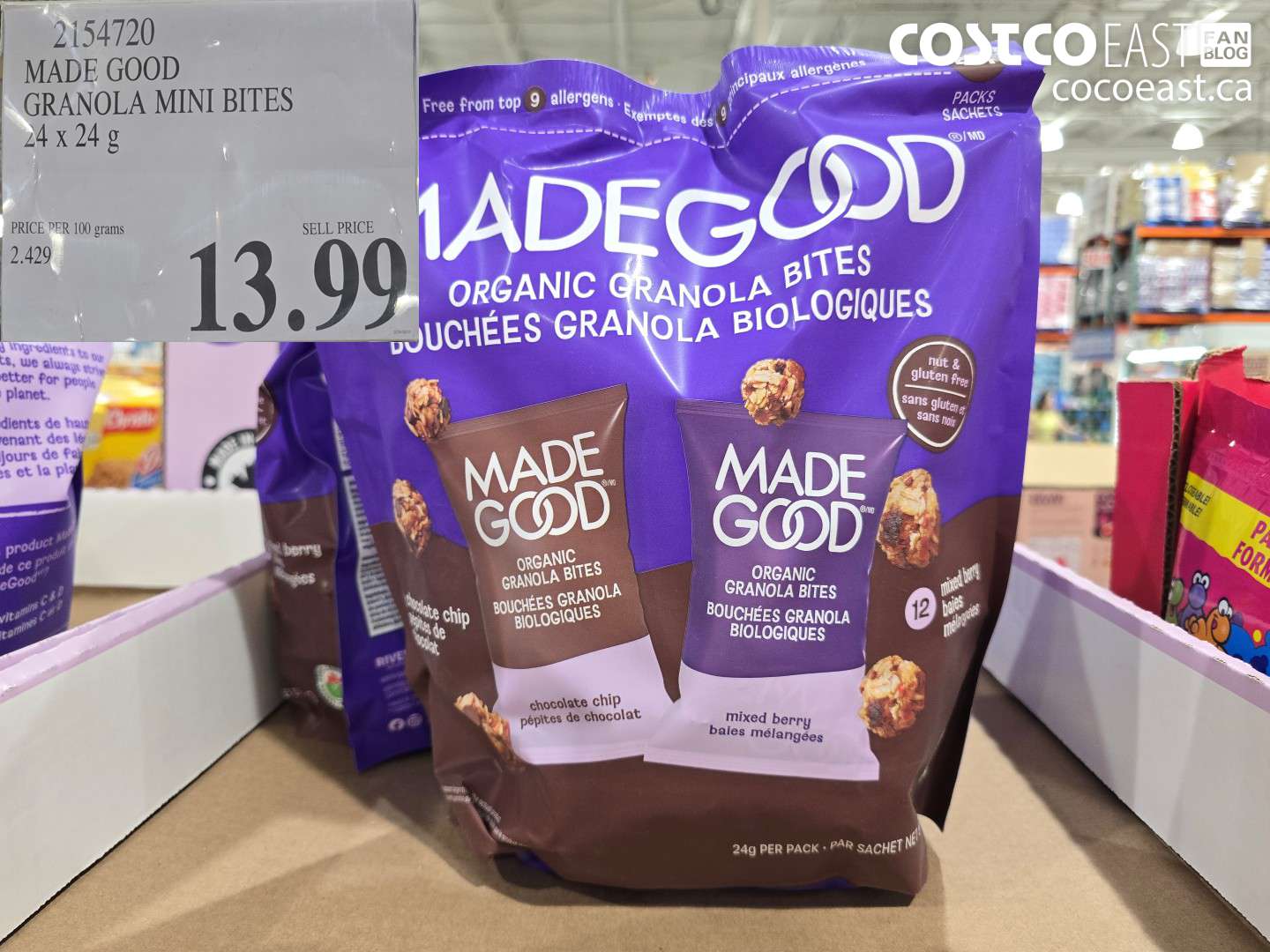 2154720 MADE GOOD GRANOLA MINI BITES 24 X 24 G $13.99