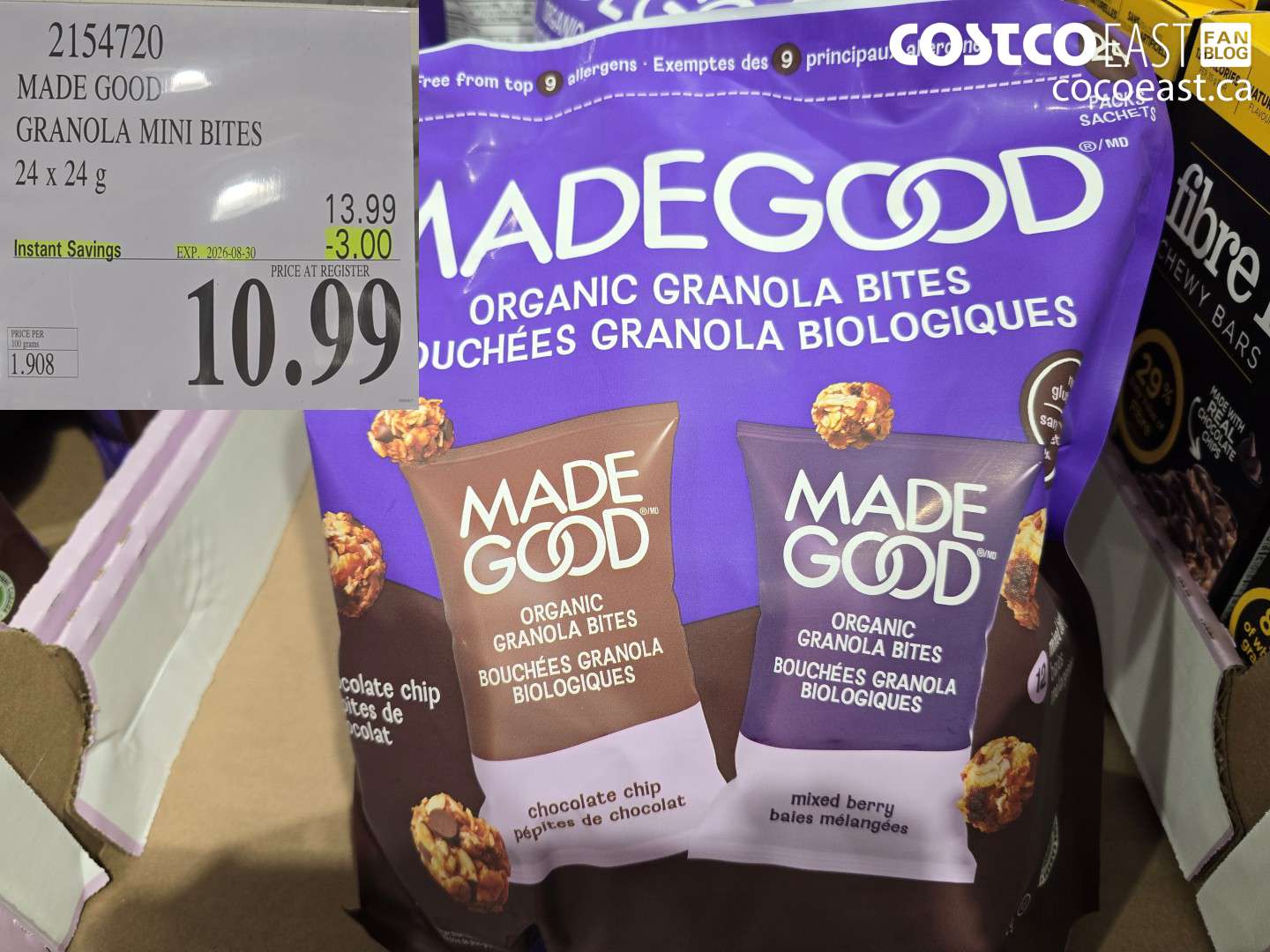2154720 MADE GOOD GRANOLA MINI BITES 24 X 24 G ($3.00 INSTANT SAVINGS EXPIRES ON 2026-08-30) $10.99