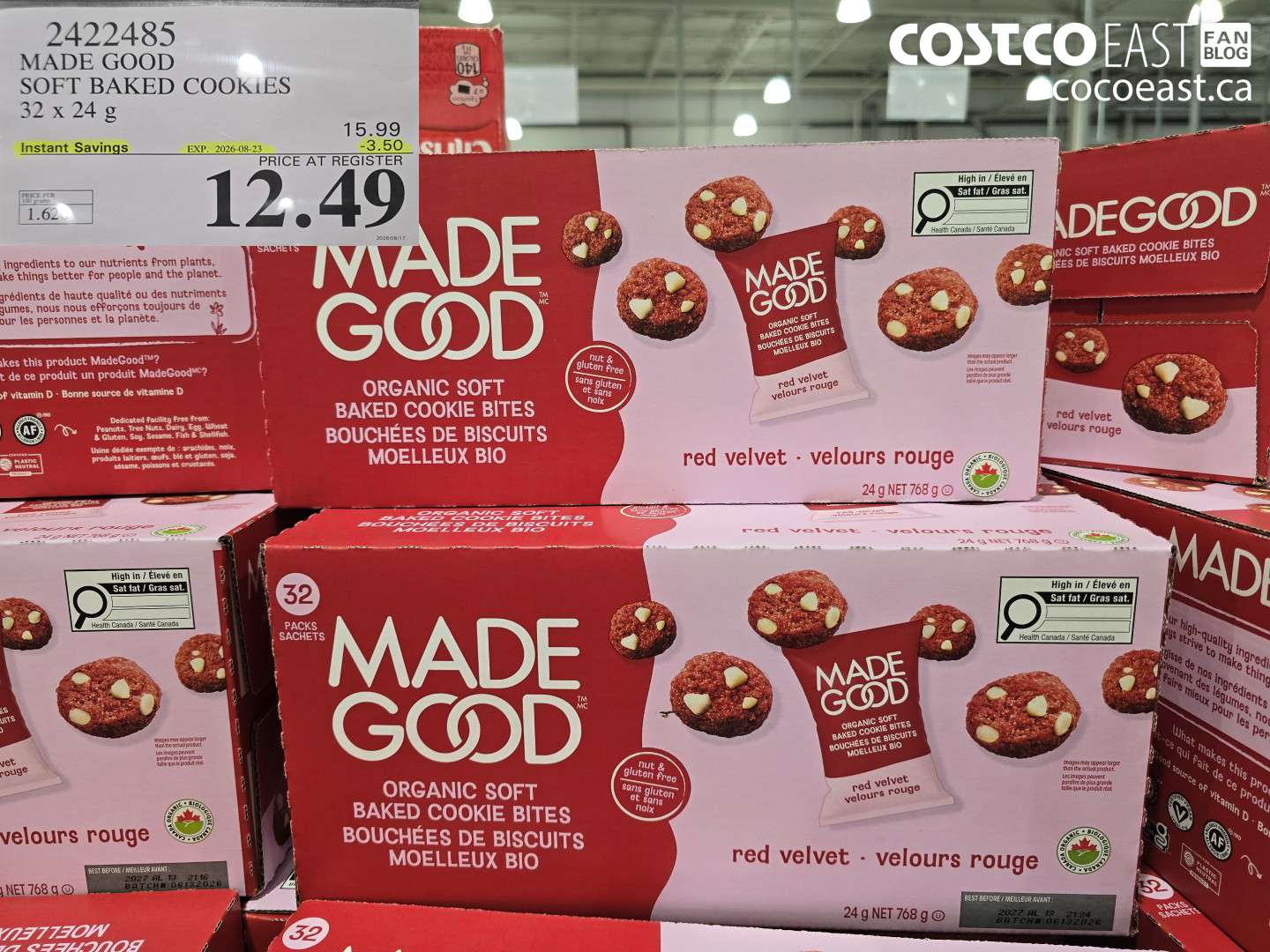 2422485 MADE GOOD SOFT BAKED COOKIES 32 X 24 G ($3.50 INSTANT SAVINGS EXPIRES ON 2026-08-23) $12.49