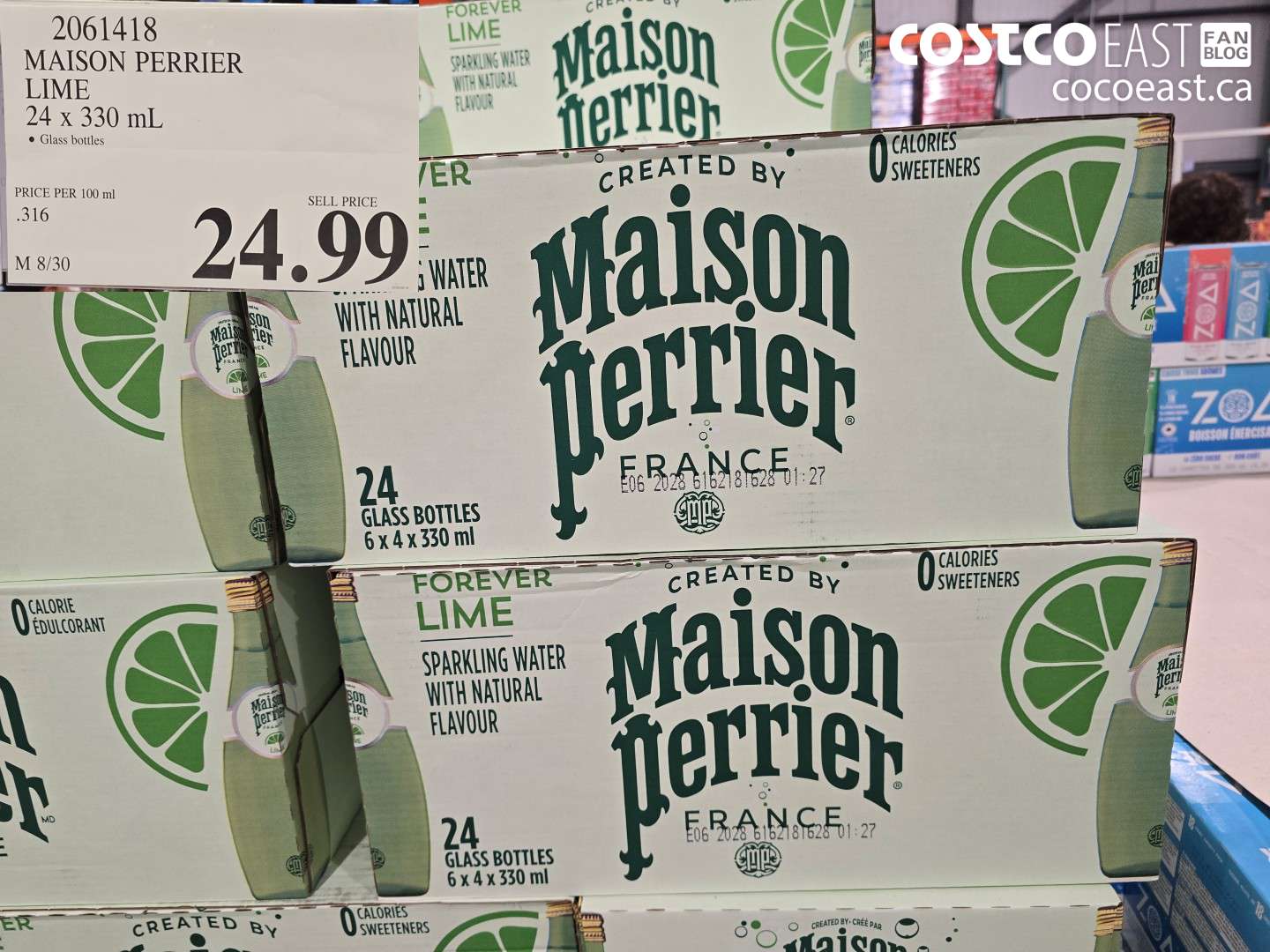 2061418 MAISON PERRIER LIME 24 X 330 ML $24.99