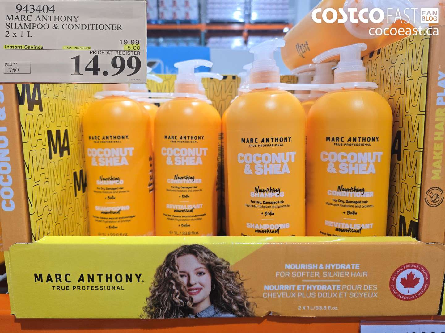 943404 MARC ANTHONY SHAMPOO & CONDITIONER 2 X 1 L ($5.00 INSTANT SAVINGS EXPIRES ON 2026-08-30) $14.99