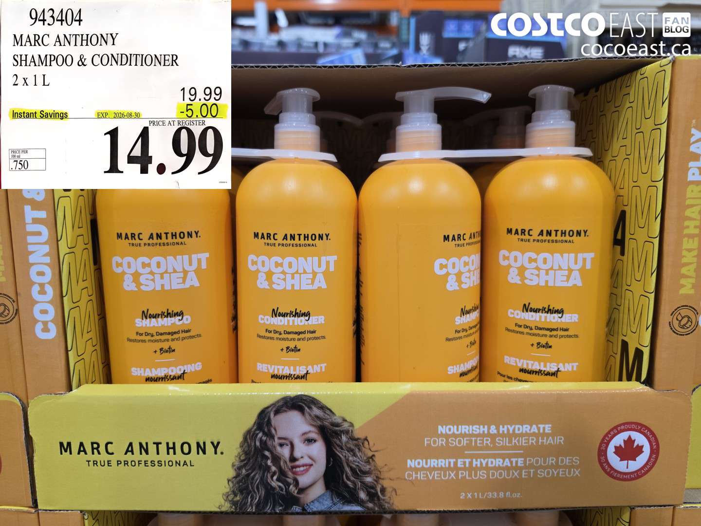 943404 MARC ANTHONY SHAMPOO & CONDITIONER 2 X 1 L ($5.00 INSTANT SAVINGS EXPIRES ON 2026-08-30) $14.99
