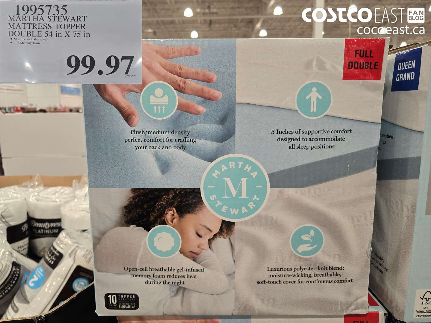 1995735 MARTHA STEWART MATTRESS TOPPER DOUBLE 54 IN X 75 IN $99.97
