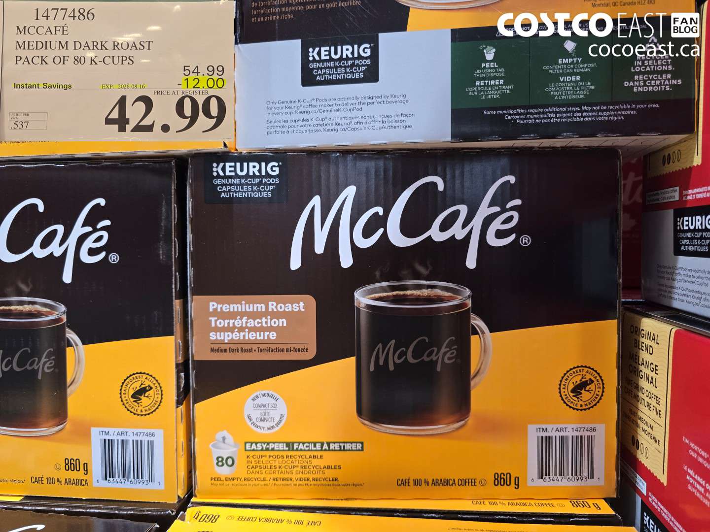 1477486 MCCAFE MEDIUM DARK ROAST PACK OF 80 K-CUPS ($12.00 INSTANT SAVINGS EXPIRES ON 2026-08-16) $42.99