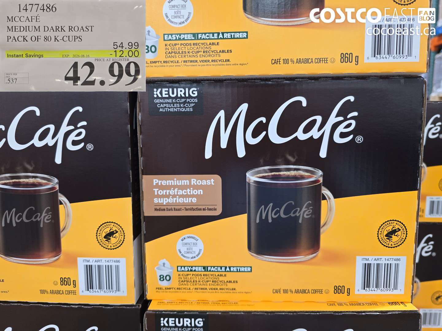 1477486 MCCAFÉ MEDIUM DARK ROAST PACK OF 80 K-CUPS ($12.00 INSTANT SAVINGS EXPIRES ON 2026-08-16) $42.99