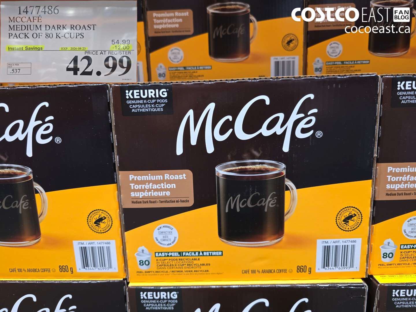 1477486 MCCAFE MEDIUM DARK ROAST PACK OF 80 K-CUPS ($12.00 INSTANT SAVINGS EXPIRES ON 2026-08-23) $42.99