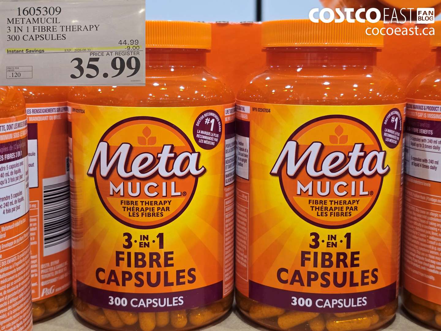 1605309 METAMUCIL 3 IN 1 FIBRE THERAPY 300 CAPSULES ($9.00 INSTANT SAVINGS EXPIRES ON 2026-08-30) $35.99