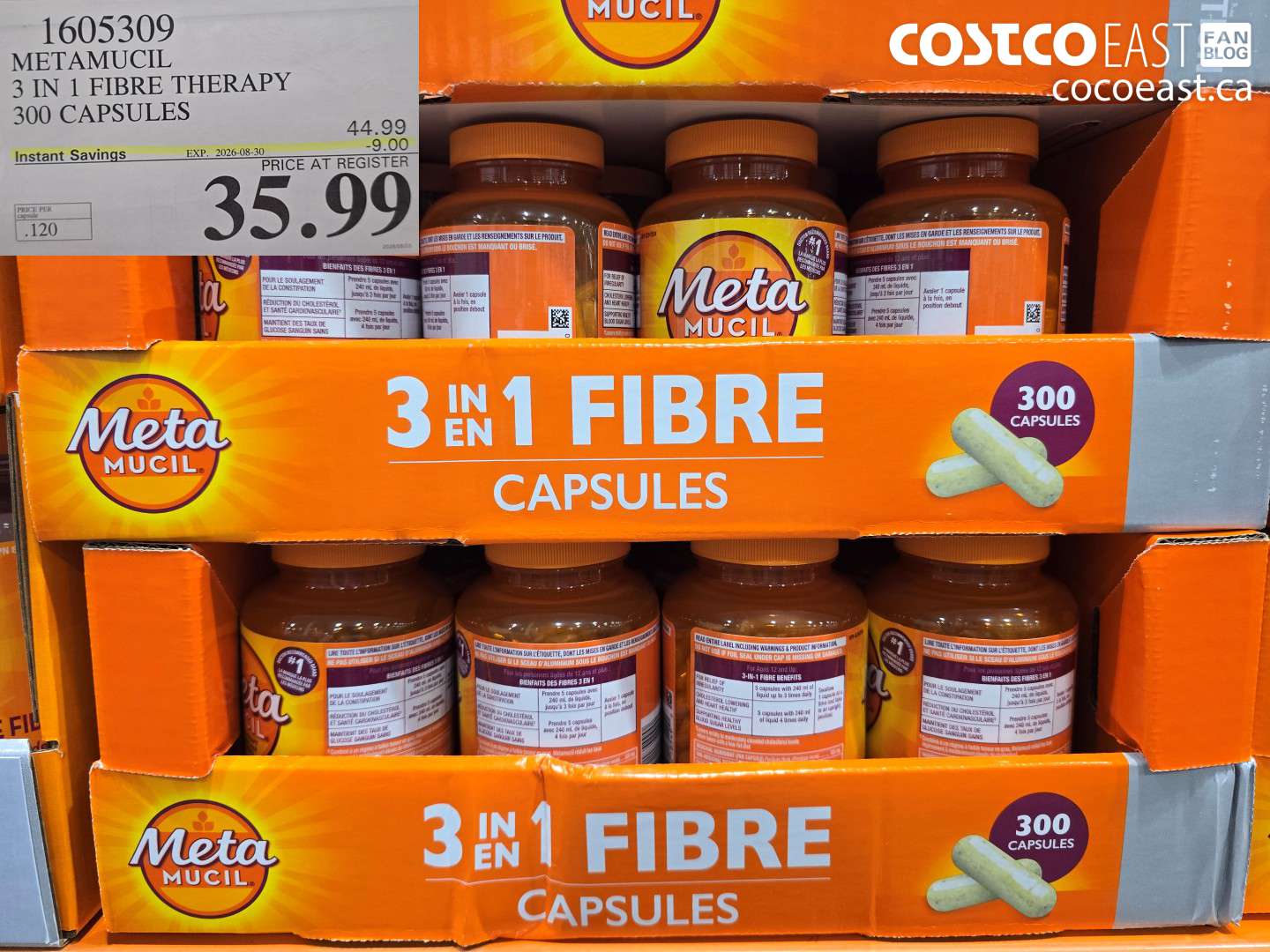1605309 METAMUCIL 3 IN 1 FIBRE THERAPY 300 CAPSULES ($9.00 INSTANT SAVINGS EXPIRES ON 2026-08-30) $35.99