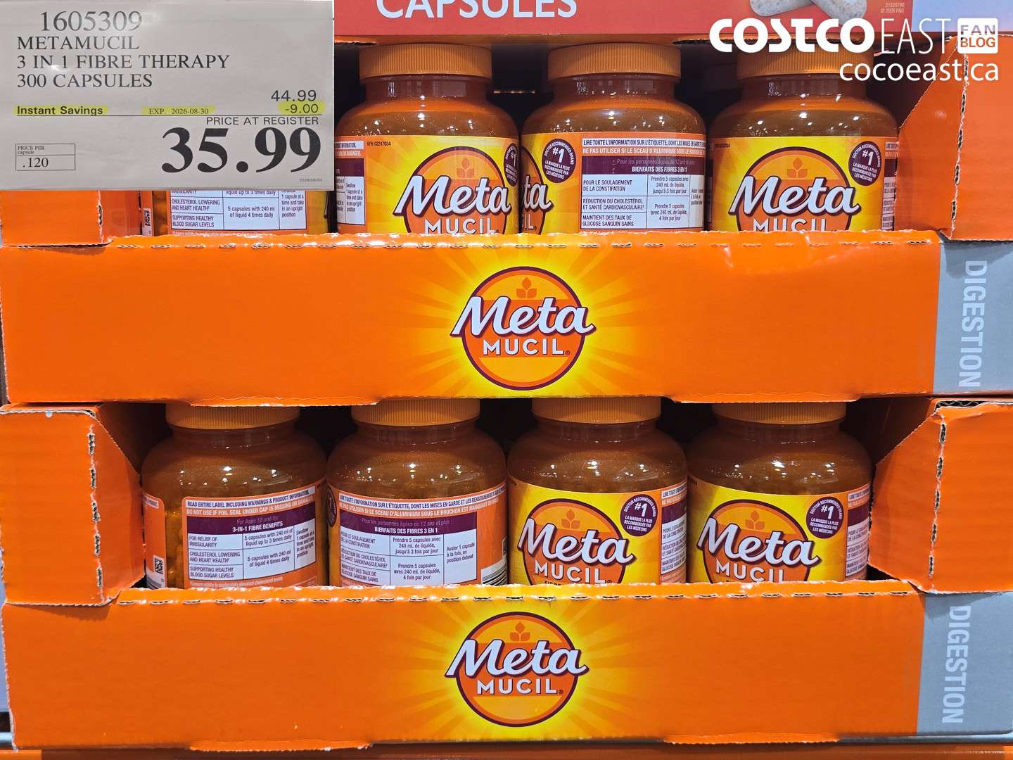1605309 METAMUCIL 3 IN 1 FIBRE THERAPY 300 CAPSULES ($9.00 INSTANT SAVINGS EXPIRES ON 2026-08-30) $35.99