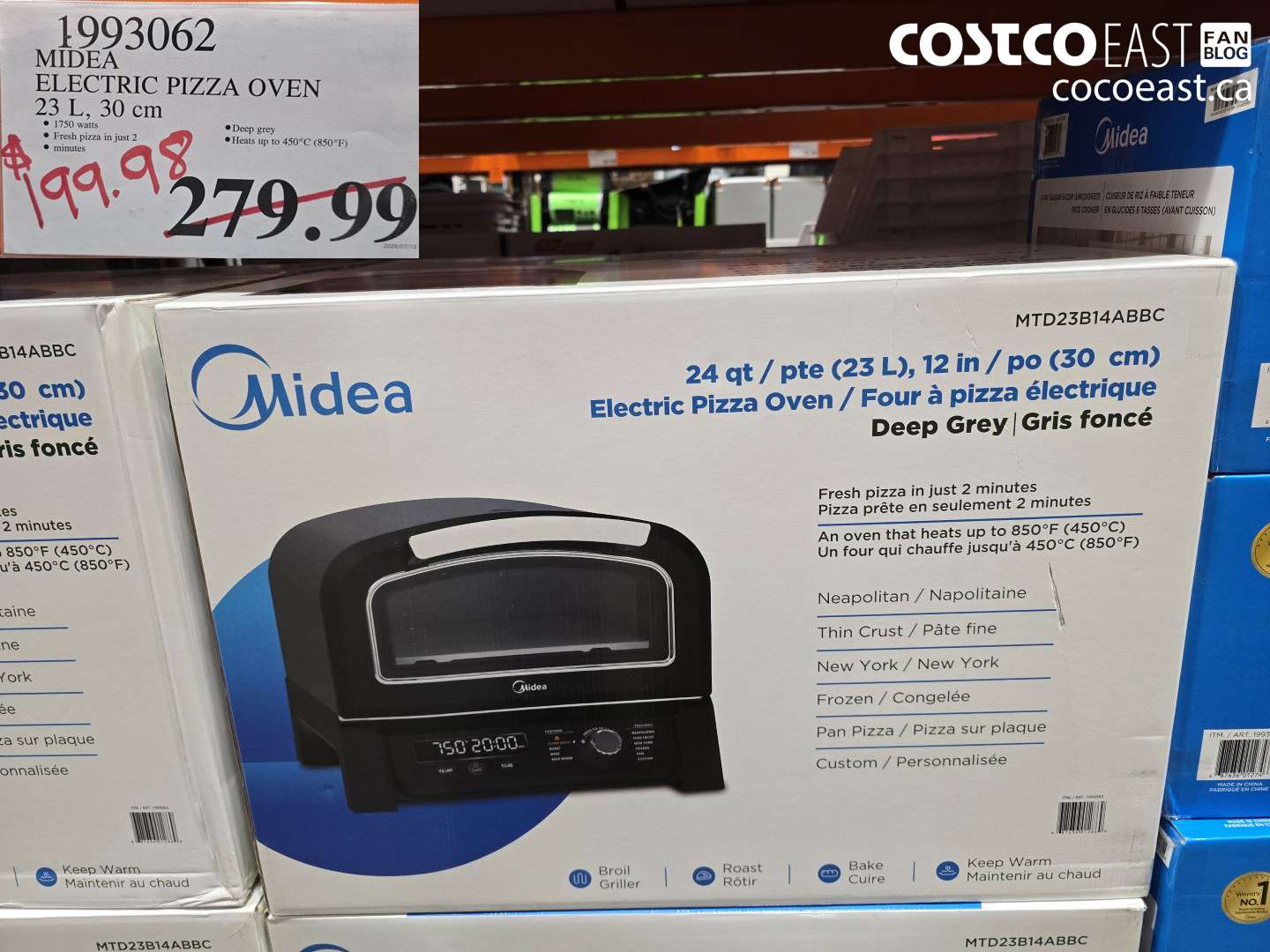 1993062 MIDEA ELECTRIC PIZZA OVEN 23 L, 30 CM $199.98
