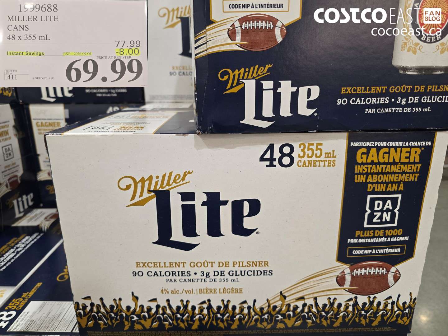 1999688 MILLER LITE CANS 48 X 355 ML ($8.00 INSTANT SAVINGS EXPIRES ON 2026-09-06) $69.99