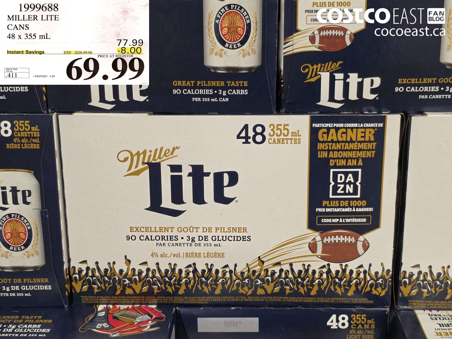 1999688 MILLER LITE CANS 48 X 355 ML ($8.00 INSTANT SAVINGS EXPIRES ON 2026-09-06) $69.99