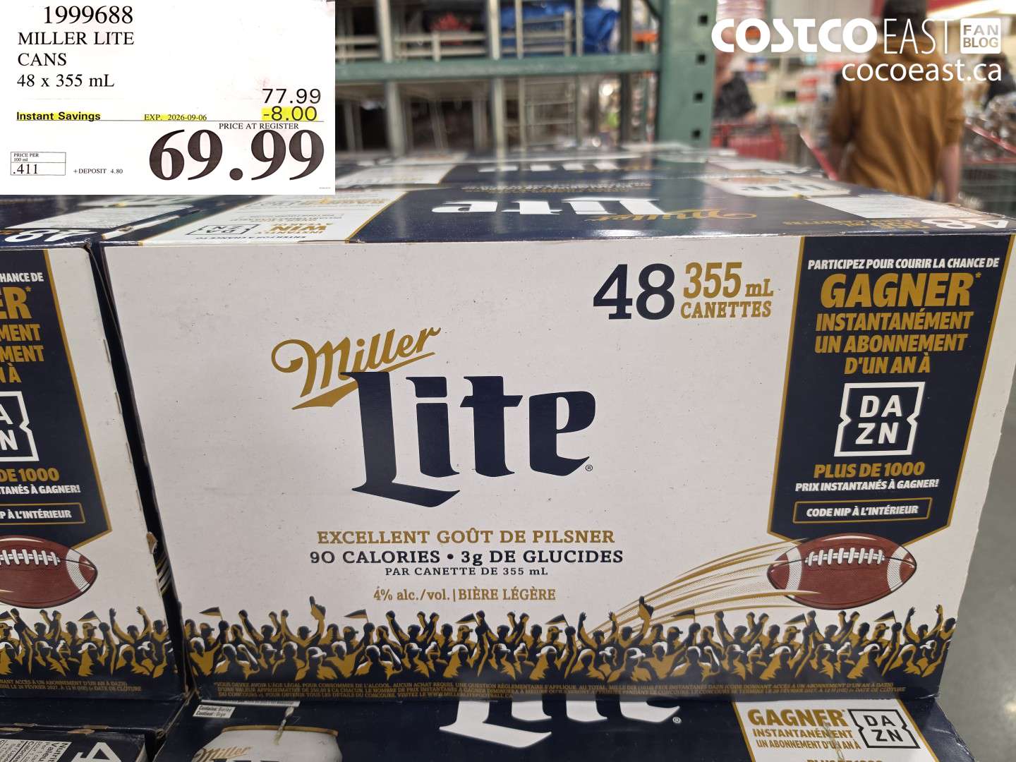 1999688 MILLER LITE CANS 48 X 355 ML ($8.00 INSTANT SAVINGS EXPIRES ON 2026-09-06) $69.99