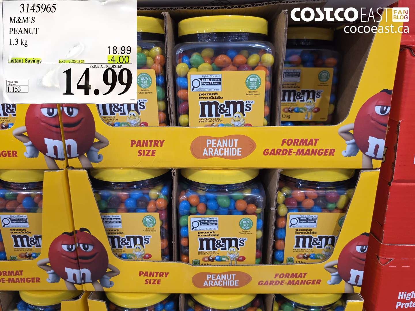 3145965 M&M'S PEANUT 1.3 KG ($4.00 INSTANT SAVINGS EXPIRES ON 2026-08-26) $14.99