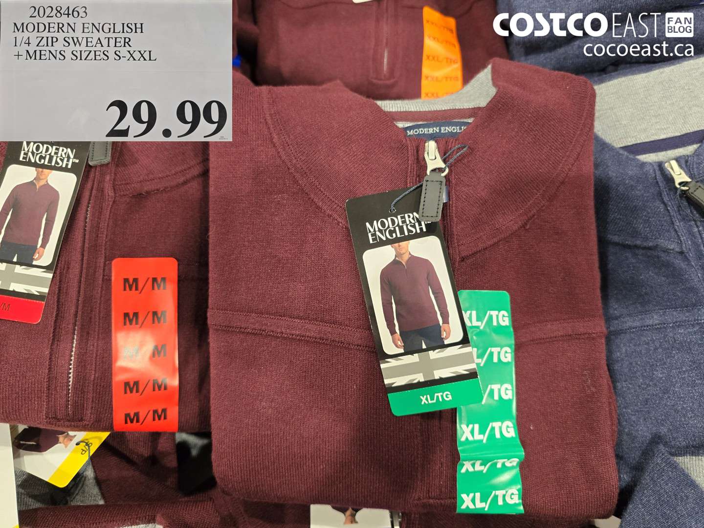 2028463 MODERN ENGLISH 1/4 ZIP SWEATER MENS SIZES S-XXL $29.99