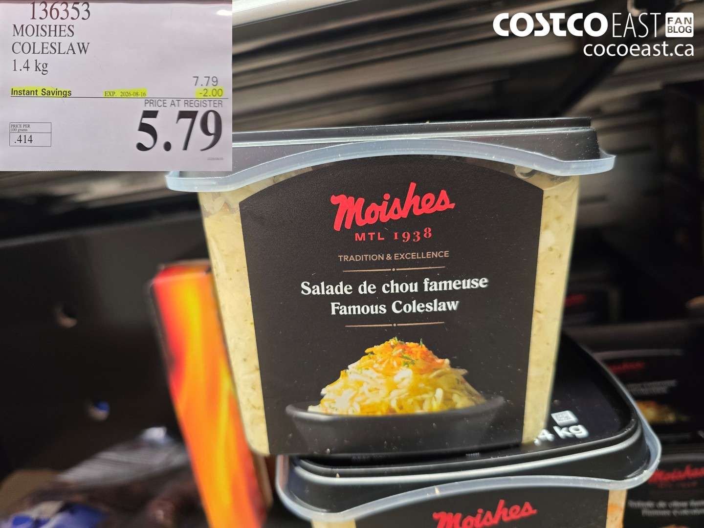 136353 MOISHES COLESLAW 1.4 KG ($2.00 INSTANT SAVINGS EXPIRES ON 2026-08-16) $5.79