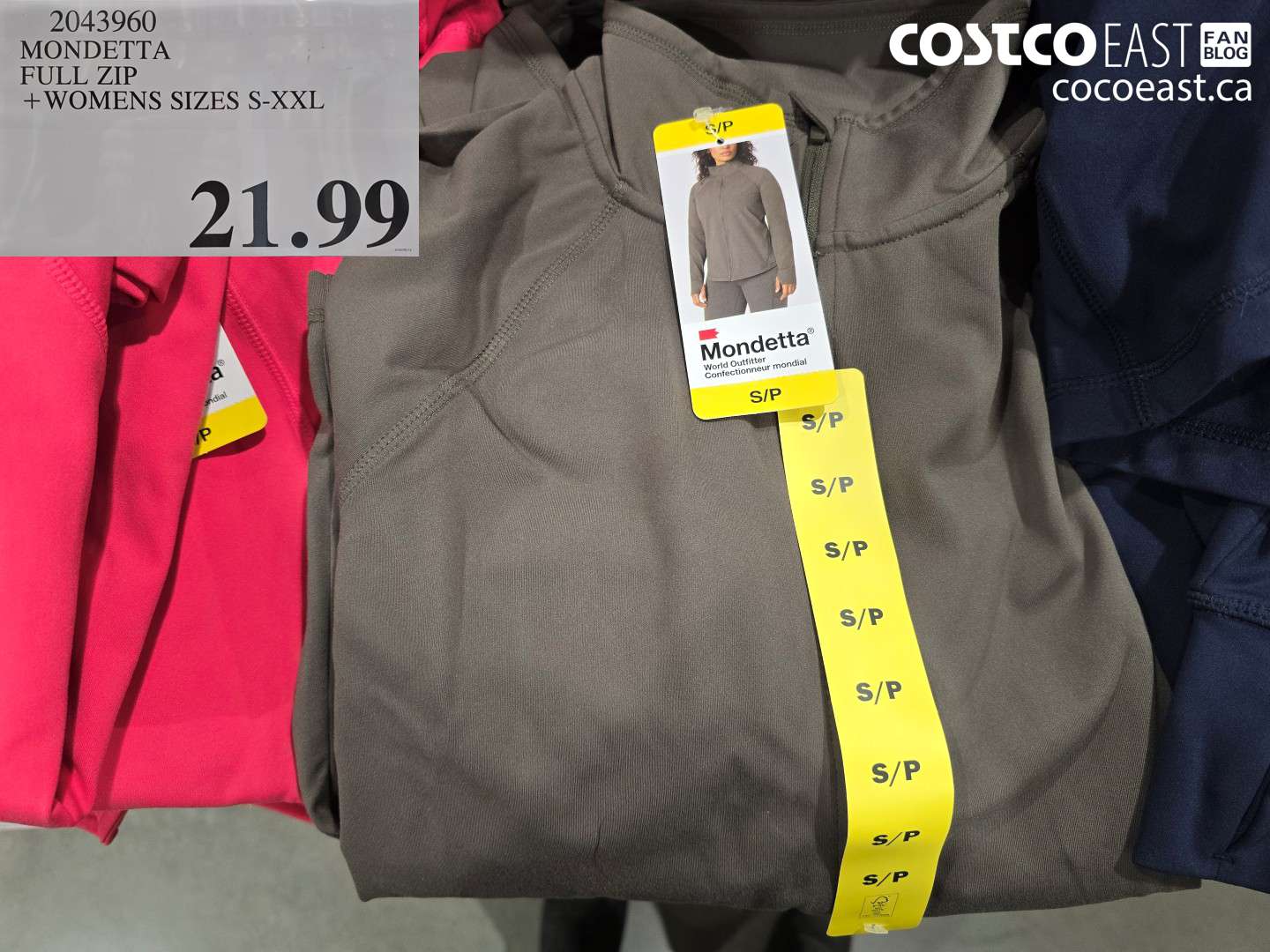 2043960 MONDETTA FULL ZIP WOMENS SIZES S-XXL $21.99