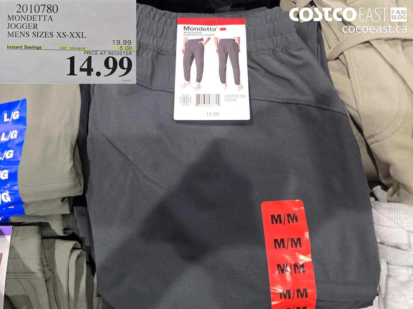 2010780 MONDETTA JOGGER MENS SIZES XS-XXL ($5.00 INSTANT SAVINGS EXPIRES ON 2026-08-09) $14.99