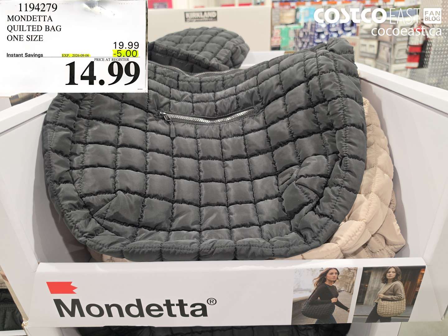 1194279 MONDETTA QUILTED BAG ONE SIZE ($5.00 INSTANT SAVINGS EXPIRES ON 2026-09-06) $14.99