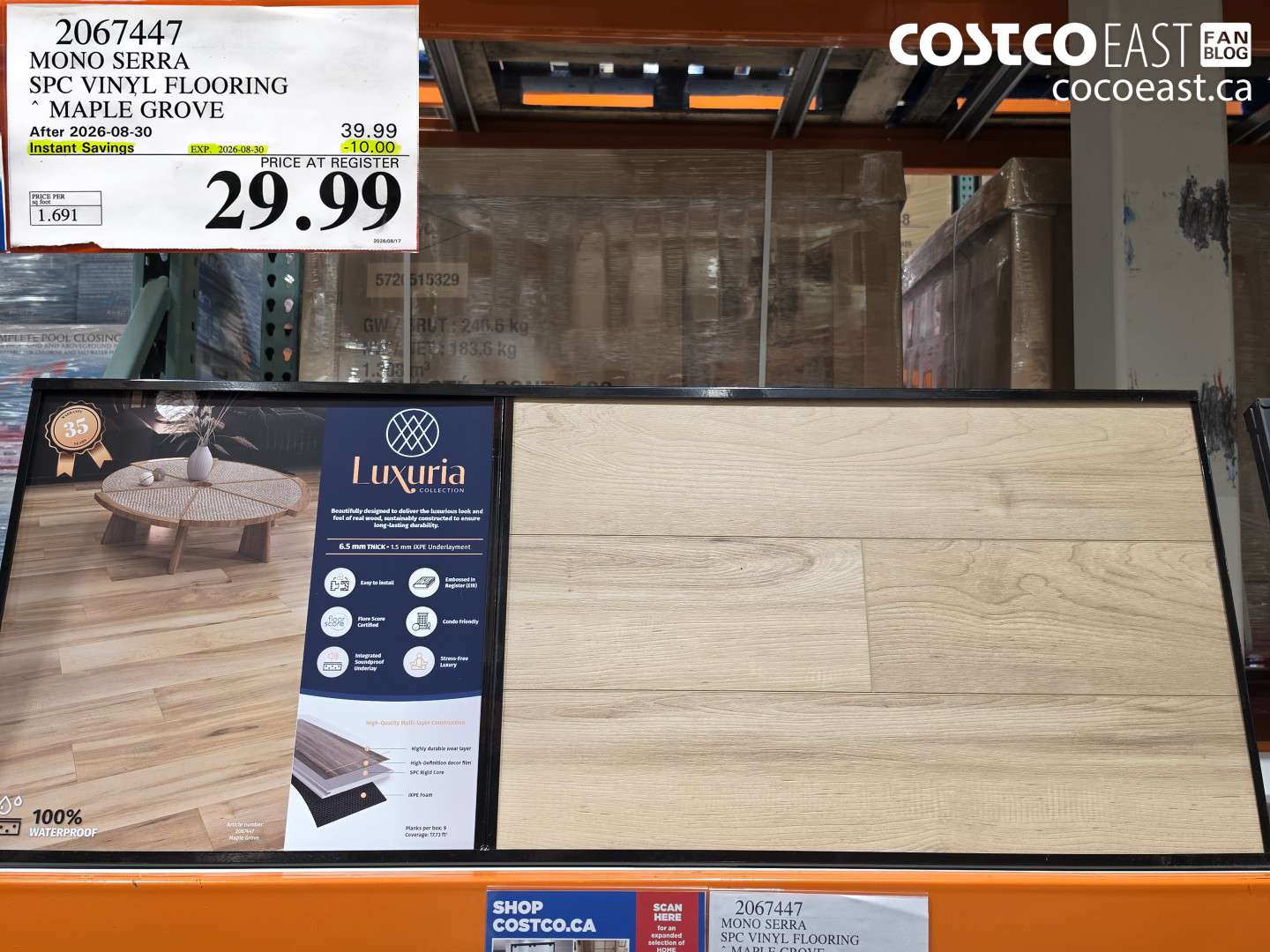 2067447 MONO SERRA SPC VINYL FLOORING MAPLE GROVE ($10.00 INSTANT SAVINGS EXPIRES ON 2026-08-30) $29.99