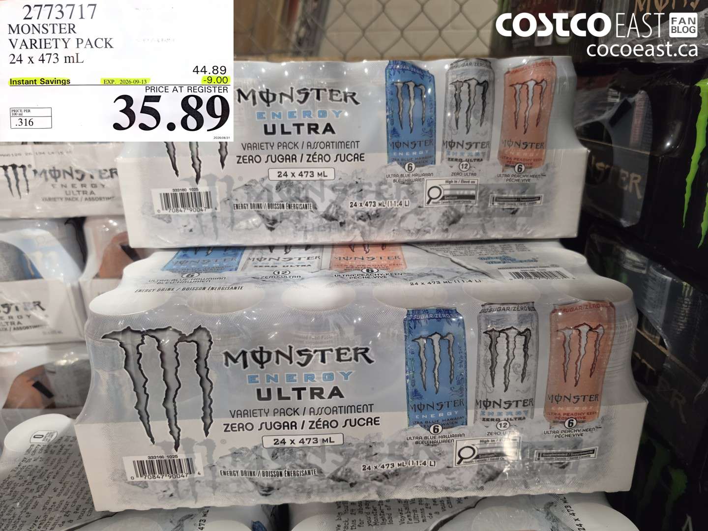 2773717 MONSTER VARIETY PACK 24 X 473 ML ($9.00 INSTANT SAVINGS EXPIRES ON 2026-09-13) $35.89