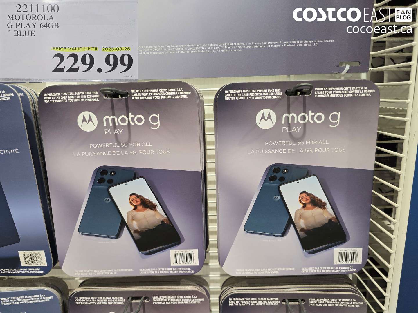 2211100 MOTOROLA G PLAY 64GB BLUE $229.99