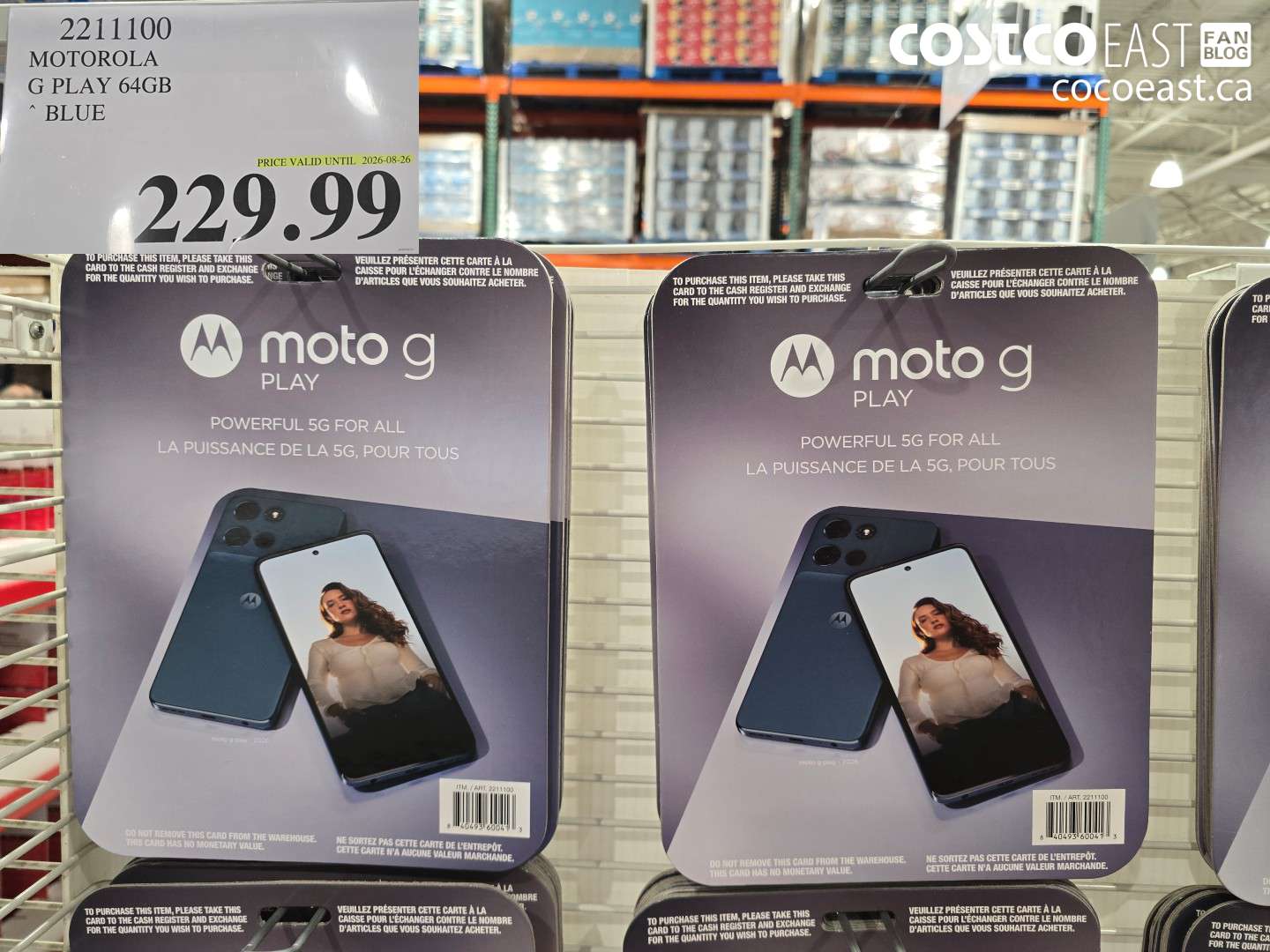 2211100 MOTOROLA G PLAY 64GB BLUE $229.99