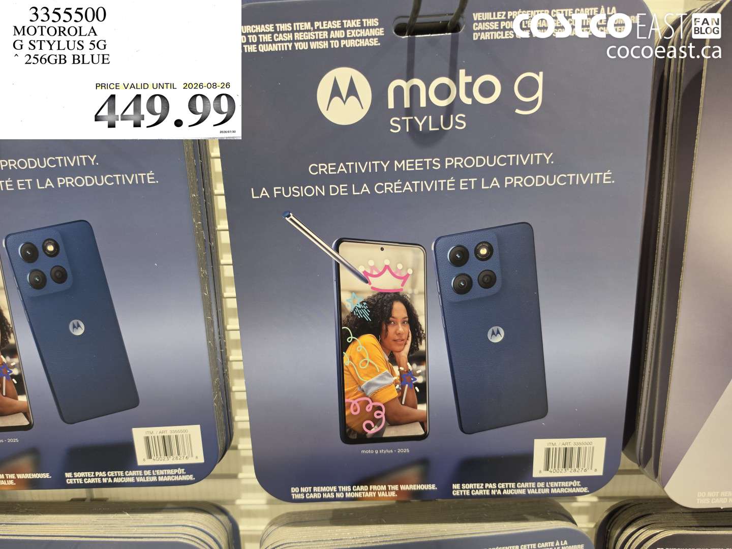 3355500 MOTOROLA G STYLUS 5G 256GB BLUE $449.99