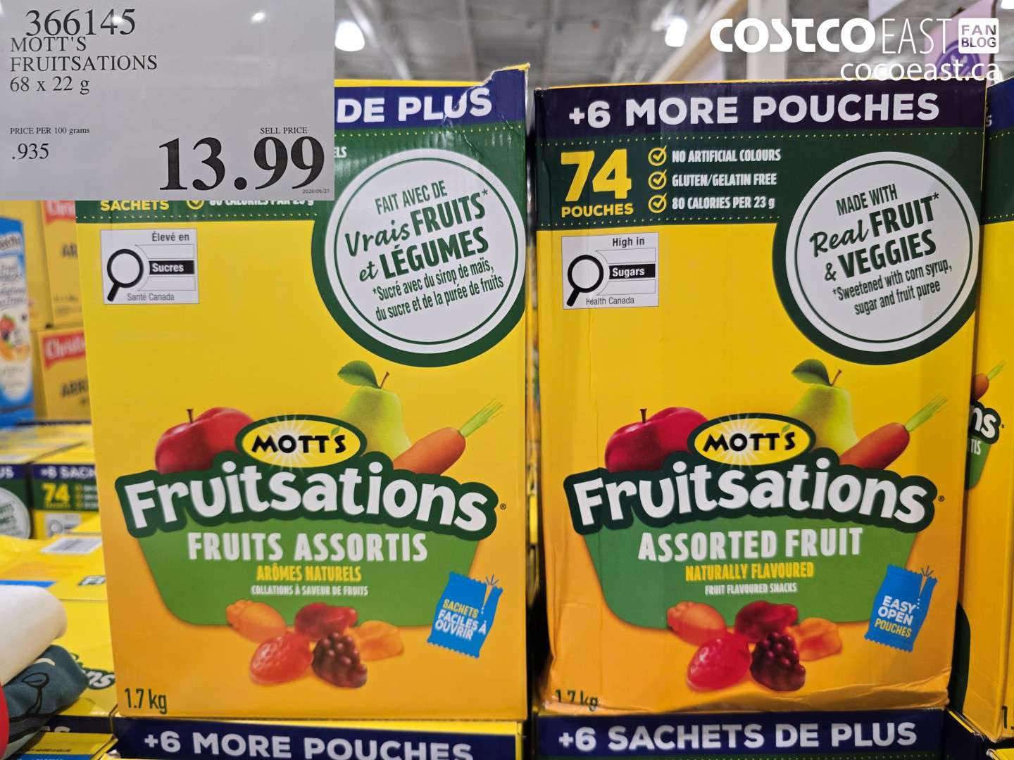 366145 MOTT'S FRUITSATIONS 68 X 22 G $13.99