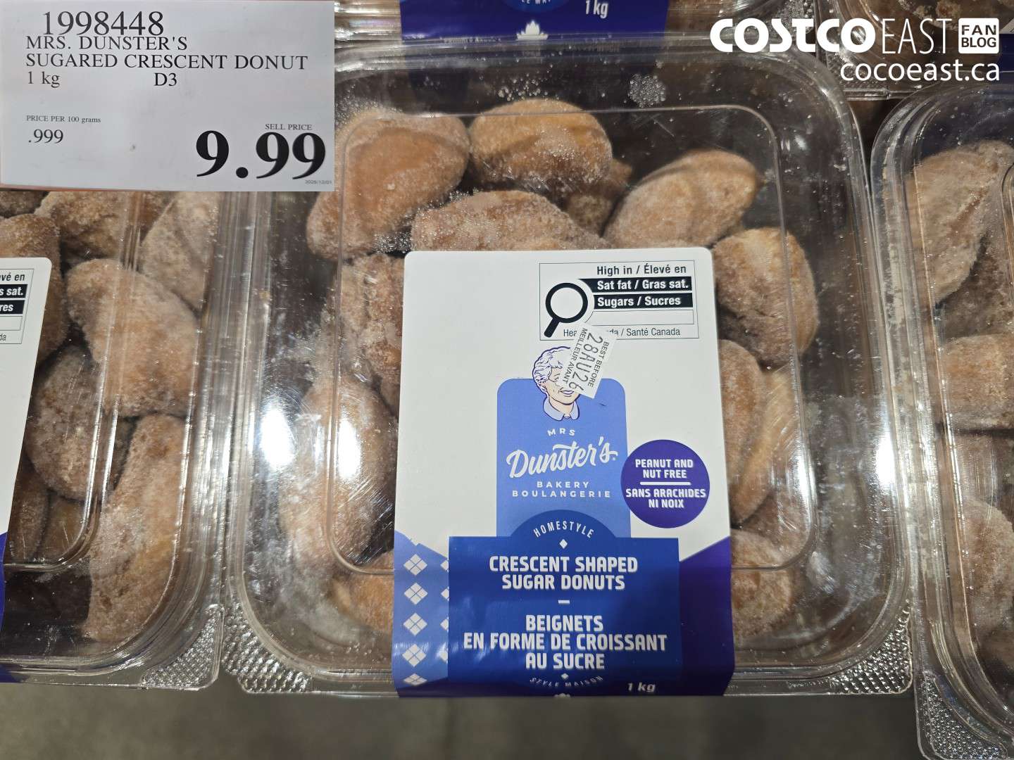 1998448 MRS. DUNSTER'S SUGARED CRESCENT DONUT 1 KG D3 $9.99