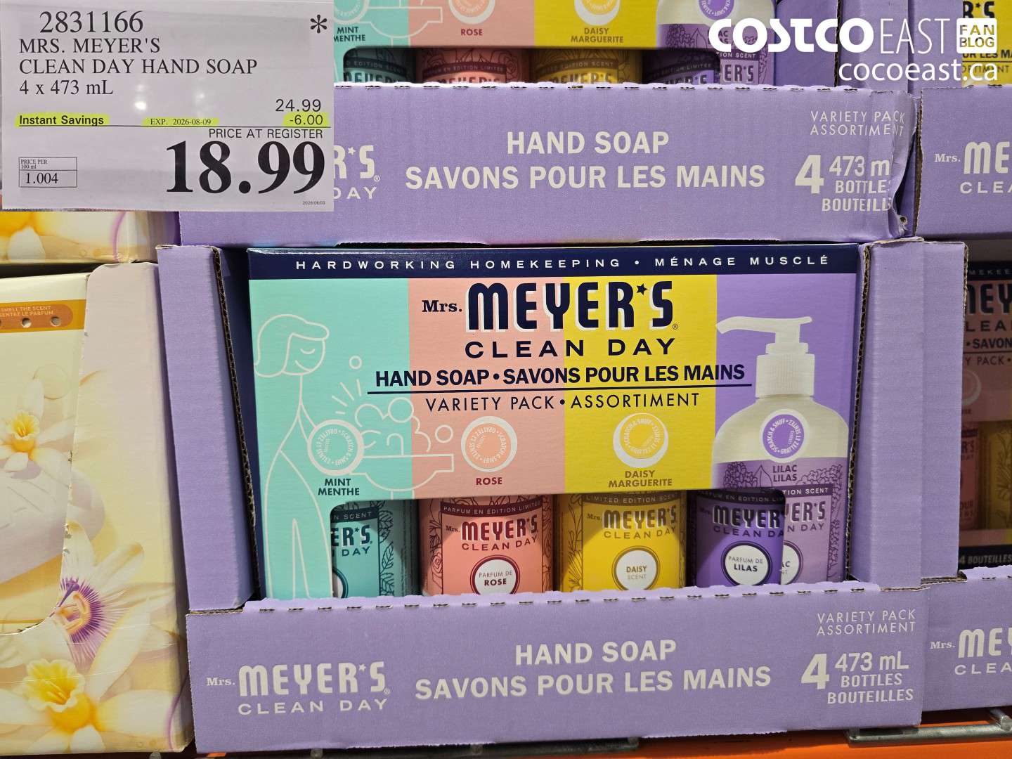 2831166 MRS. MEYER'S CLEAN DAY HAND SOAP 4 X 473 ML ($6.00 INSTANT SAVINGS EXPIRES ON 2026-08-09) $18.99